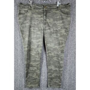 Lee Pants Womens 24W Slim Fit Skinny Leg Green Camouflage Sculpting Mid Rise EUC